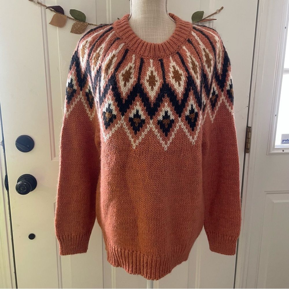 VINTAGE Hekla Iceland Wool 60s–70s Geometric Cardigan Sweater Size M